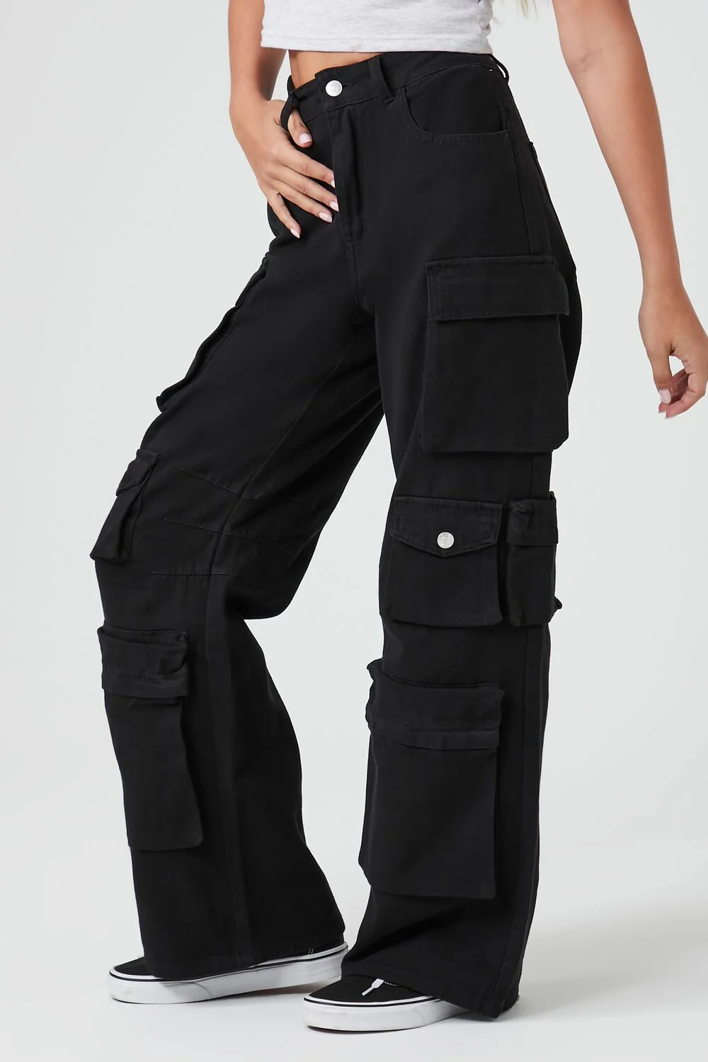 Twill Wide-Leg Cargo Pants - Image 3