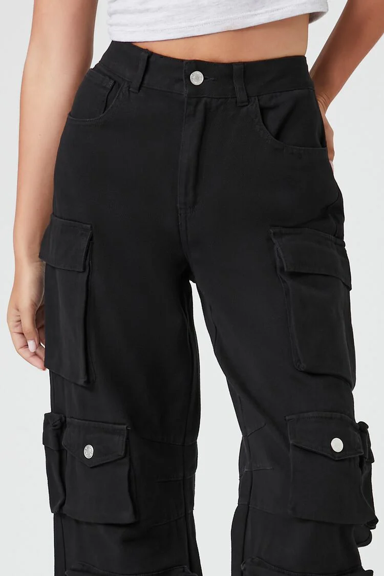 Twill Wide-Leg Cargo Pants - Image 5