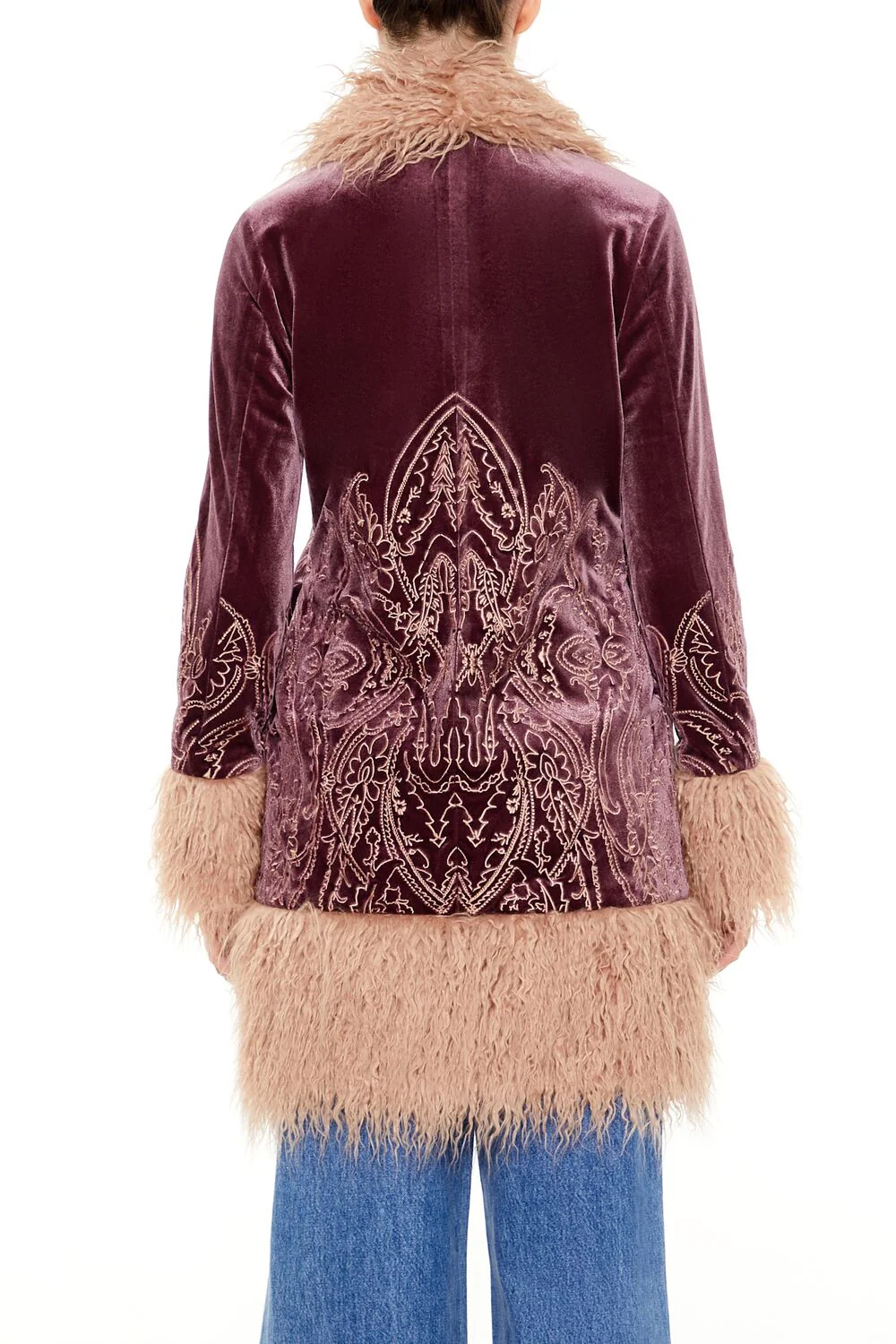 Faux Fur-Trim Embroidered Coat - Image 10