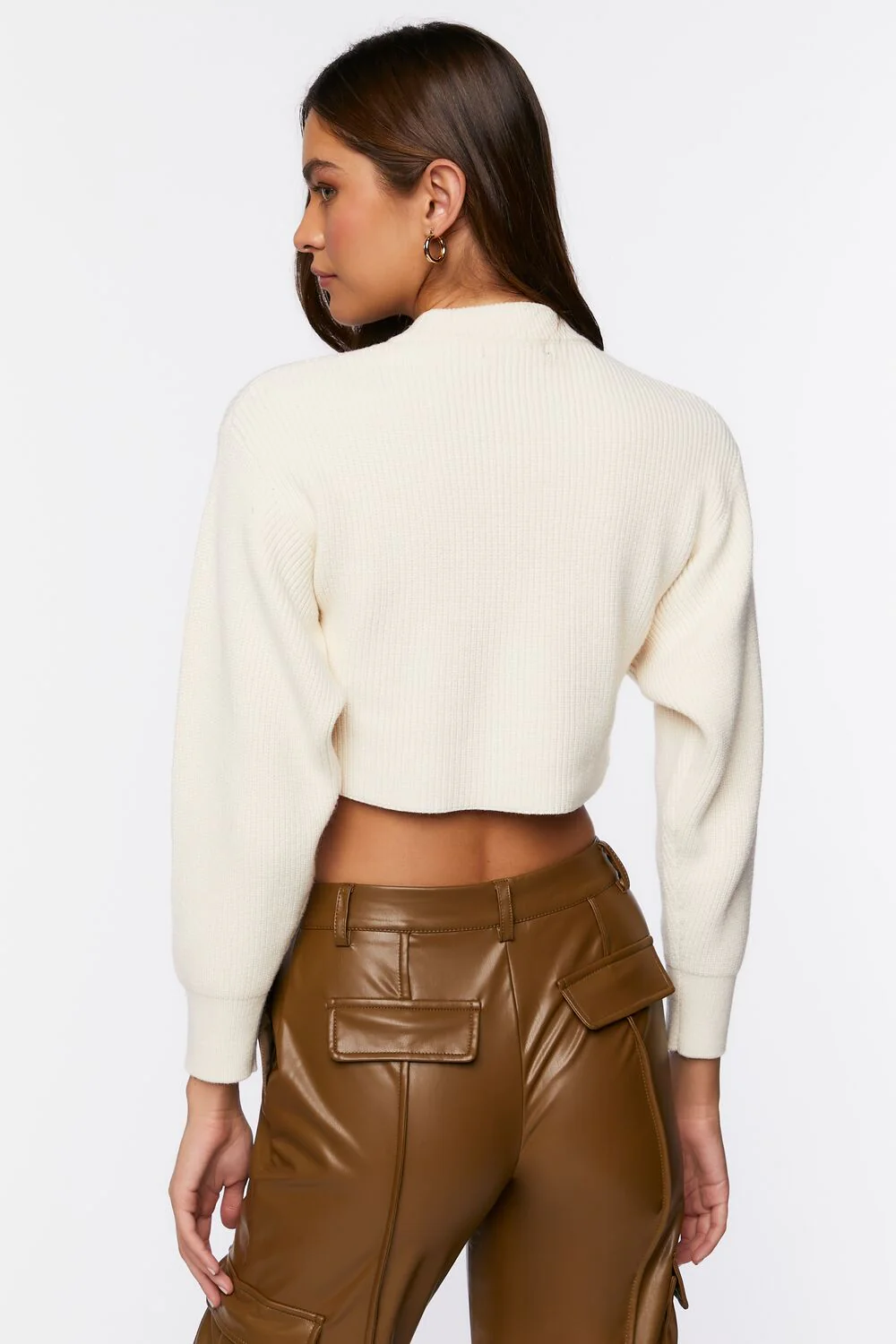 Cropped Rib-Knit Sweater - Image 3