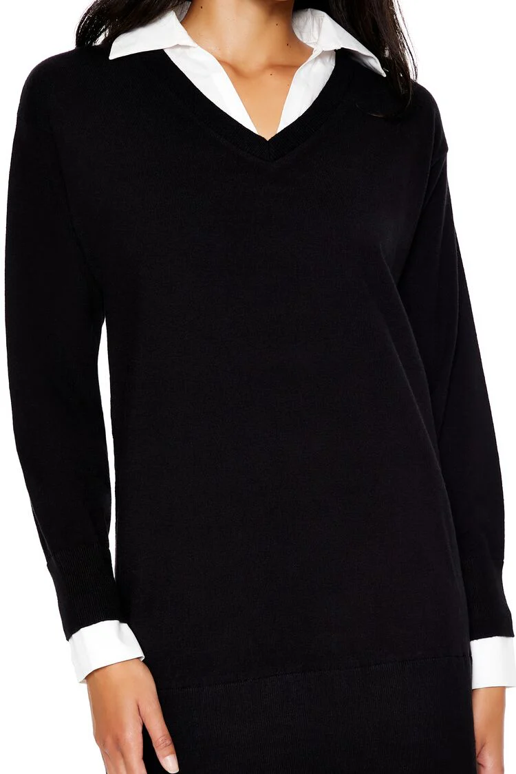 Combo Sweater Shirt Dress - Image 5