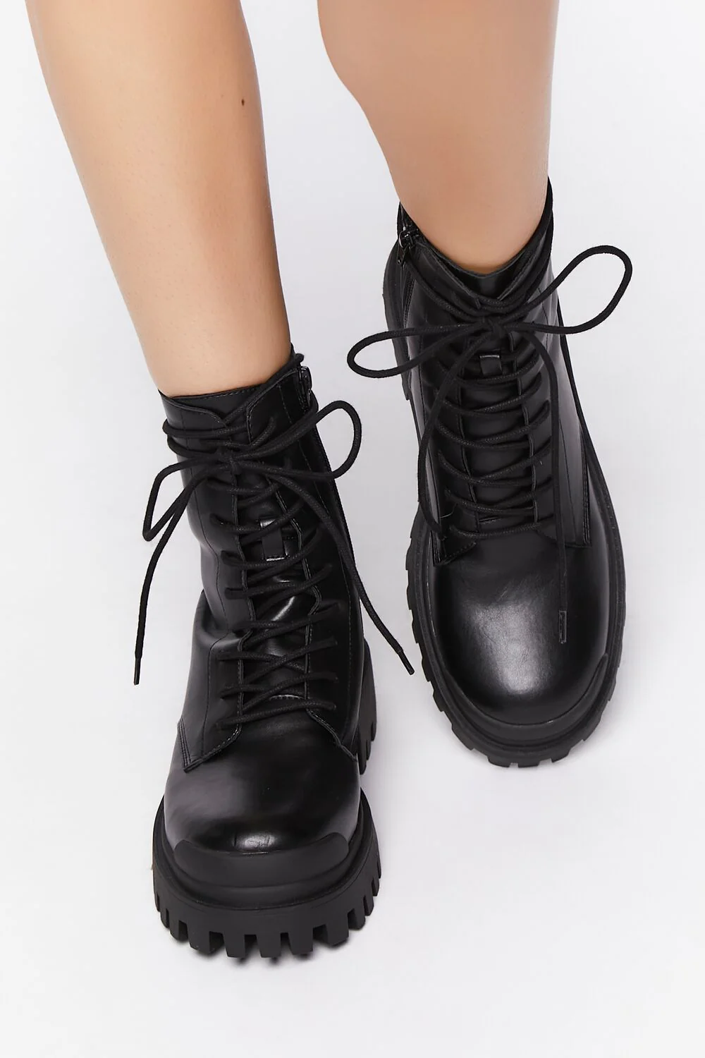 Faux Leather Lug Combat Boots - Image 4