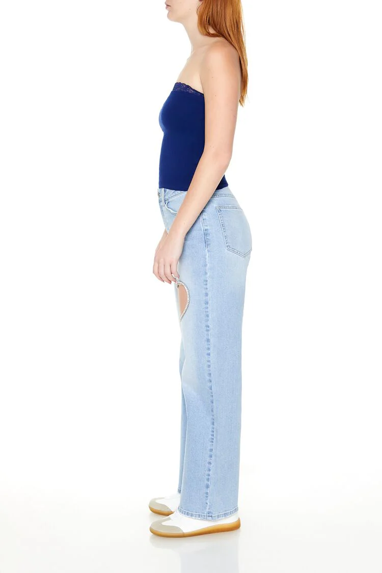 Heart Cutout Straight-Leg Jeans - Image 4