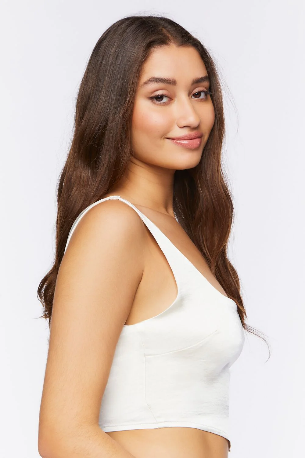 Satin V-Hem Crop Top - Image 2