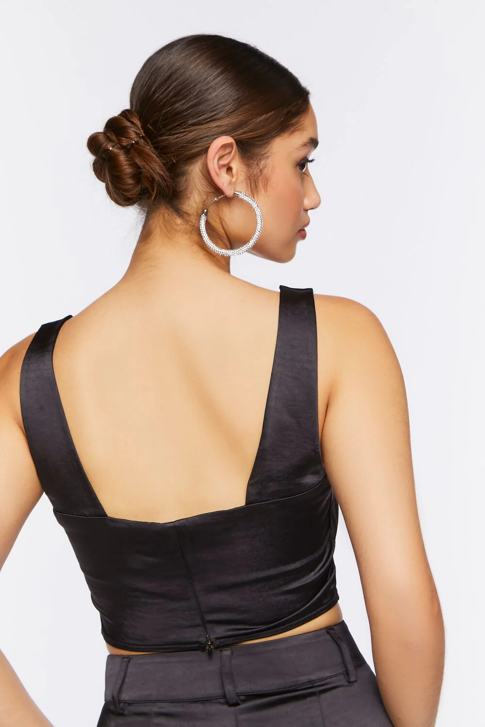 Satin V-Hem Crop Top - Image 8