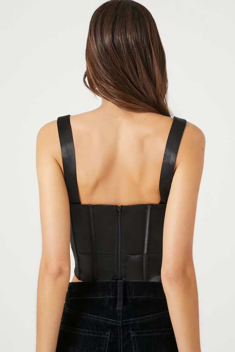 Satin Bustier Crop Top - Image 3