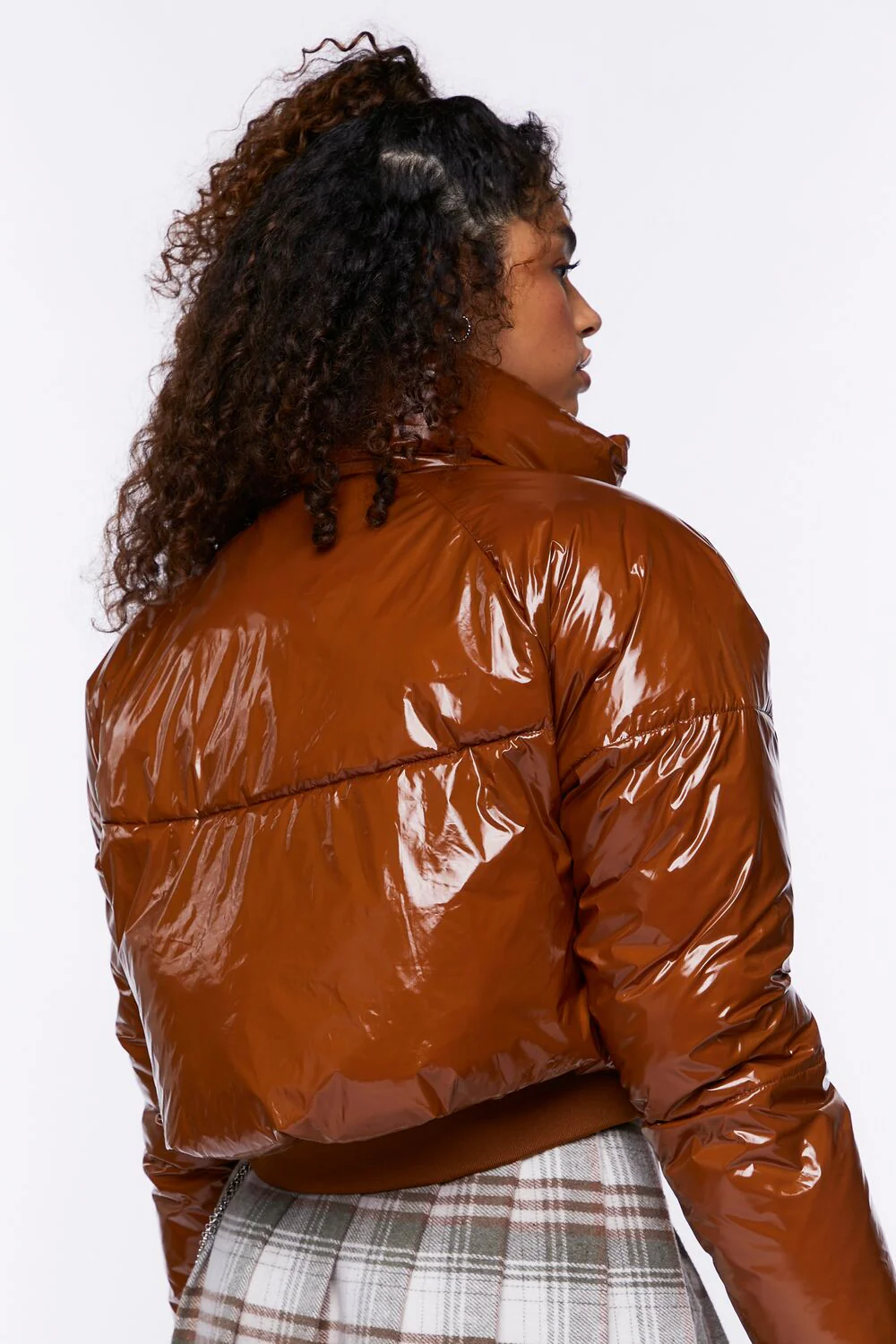 Faux Patent Leather Puffer Jacket - Image 3