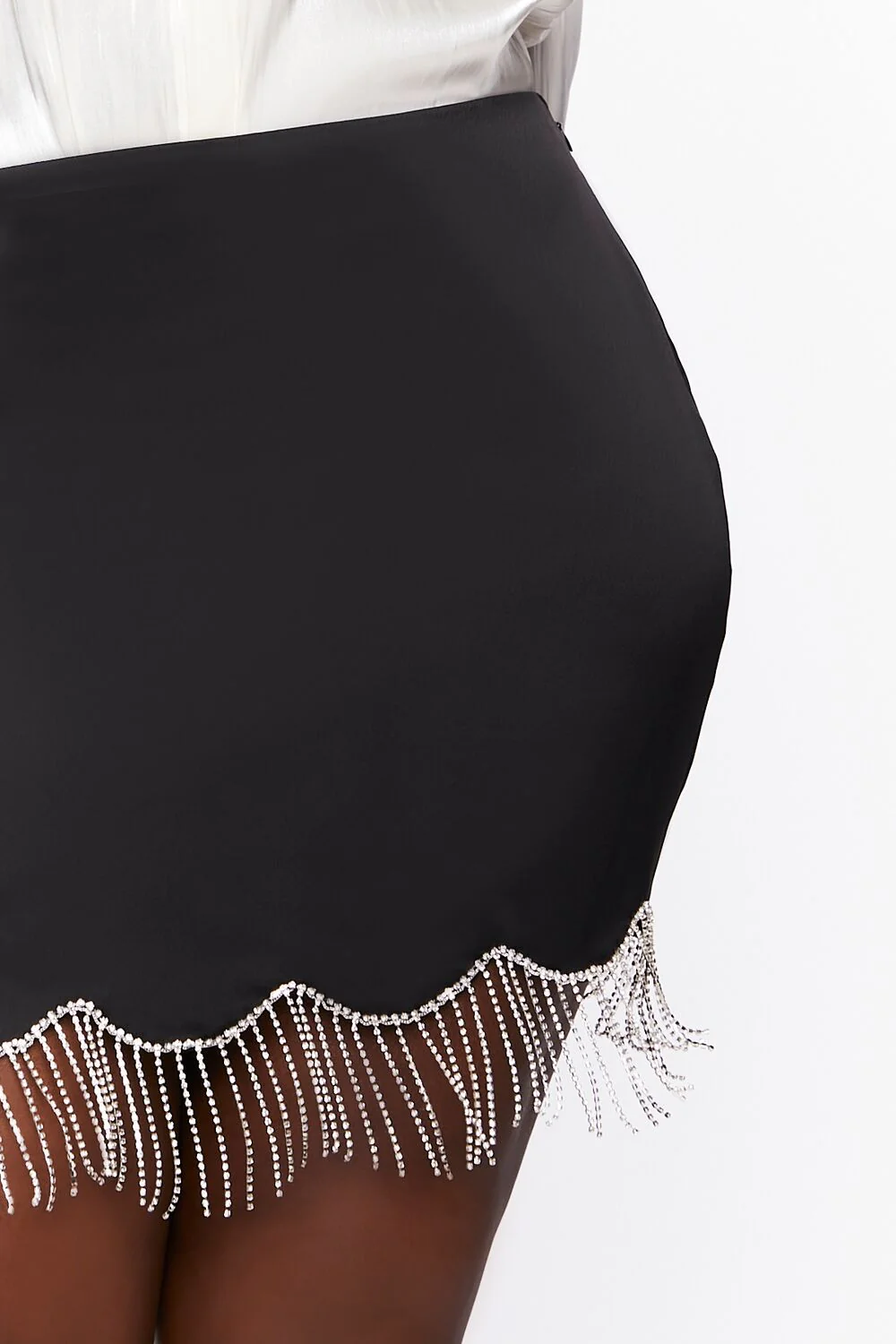 Plus Size Rhinestone Fringe Mini Skirt - Image 6
