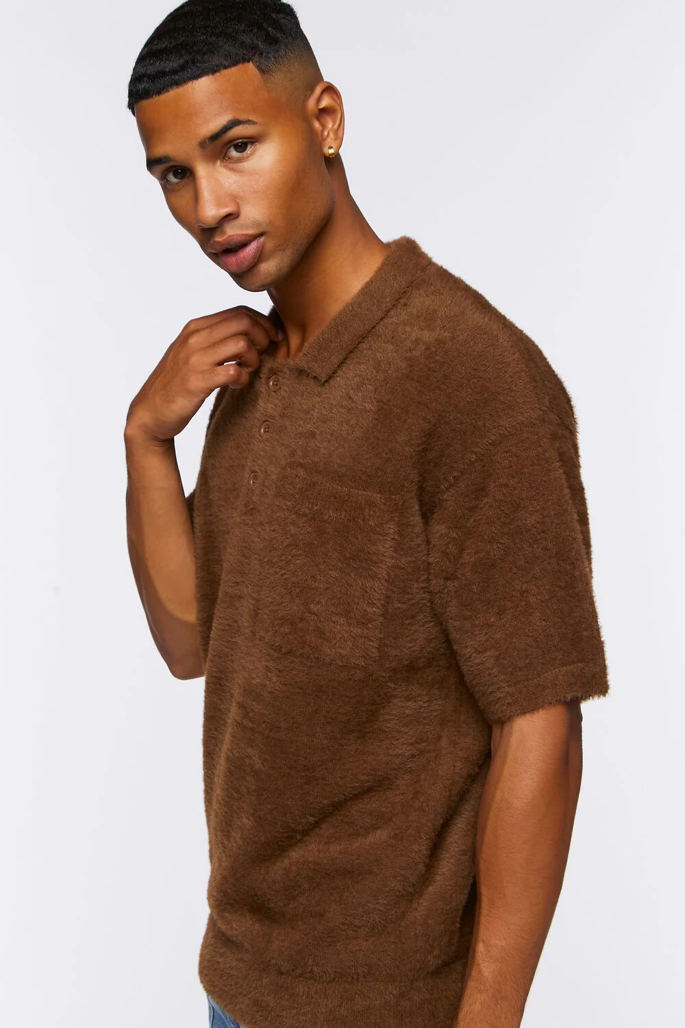 Fuzzy Knit Polo Shirt - Image 2