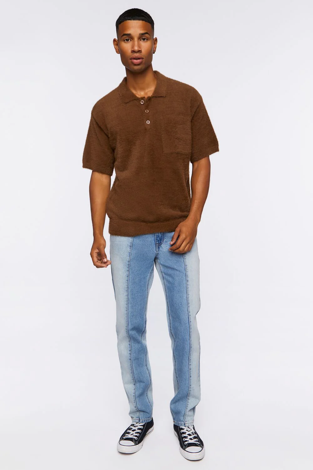 Fuzzy Knit Polo Shirt - Image 4