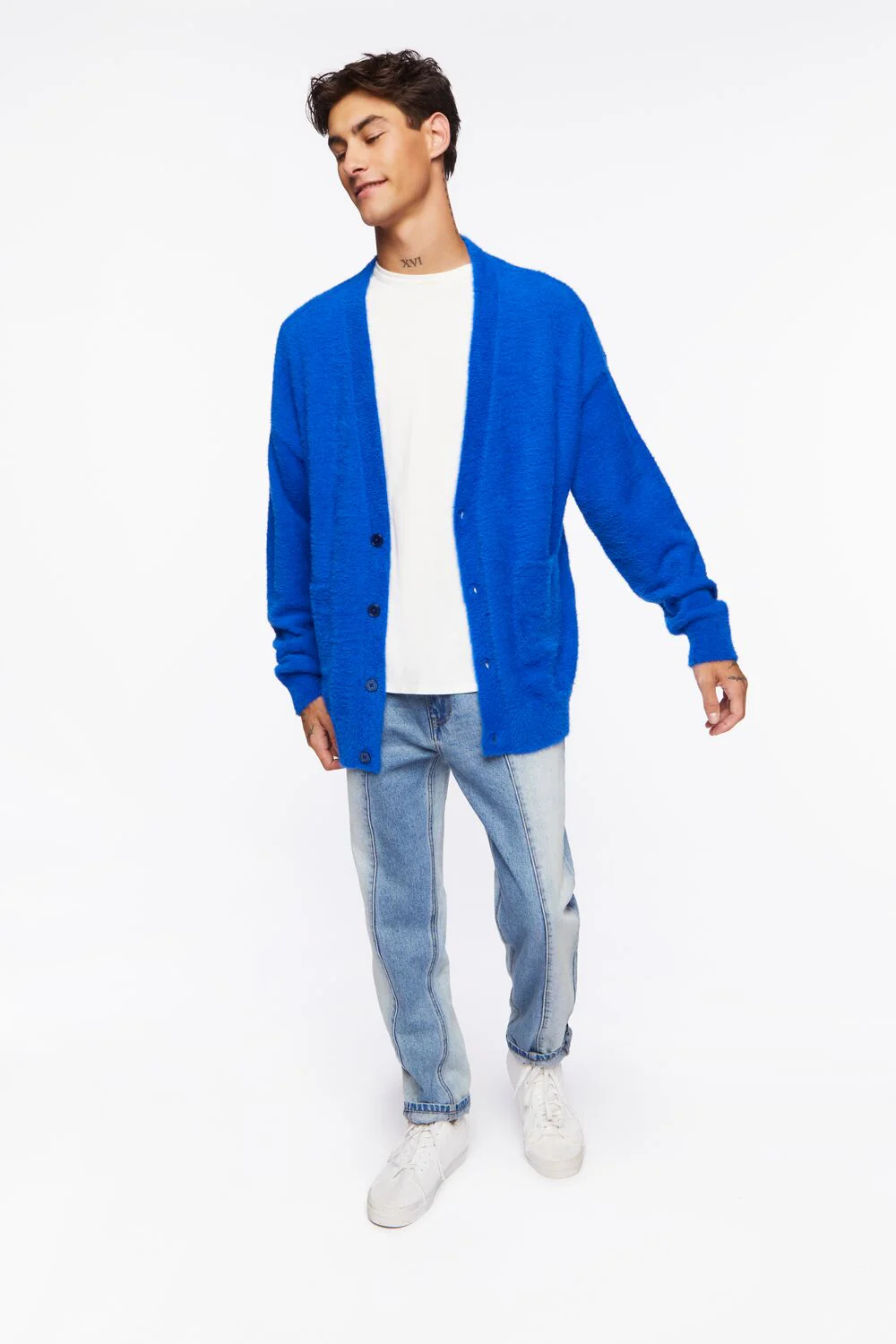 Fuzzy Knit Cardigan Sweater - Image 4