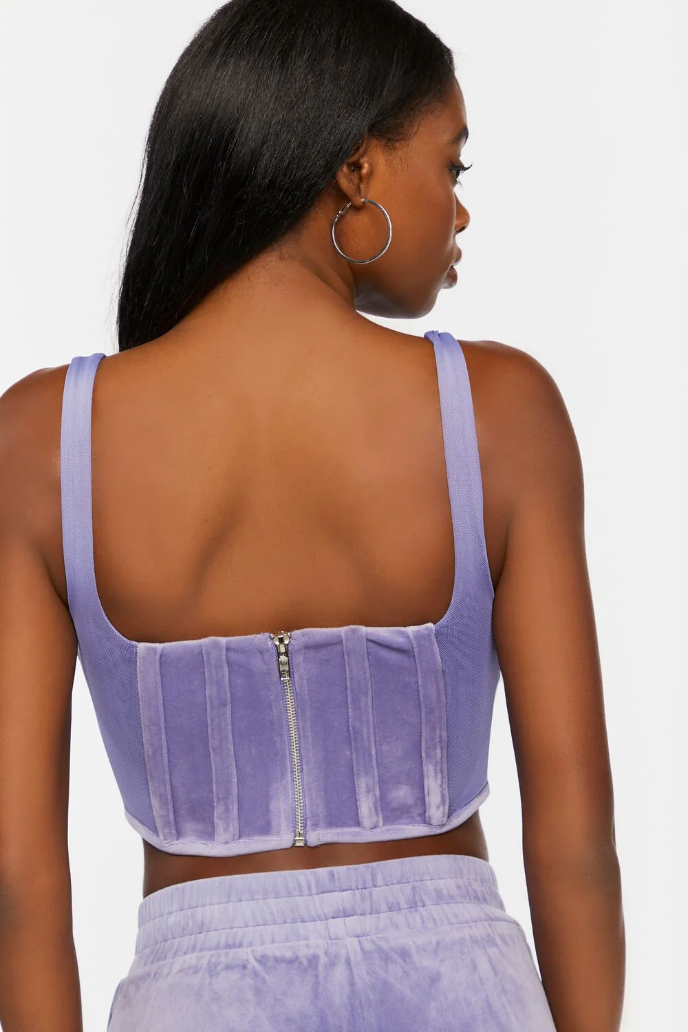 Velvet Bustier Crop Top - Image 3