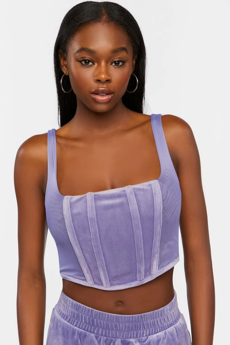 Velvet Bustier Crop Top - Image 6
