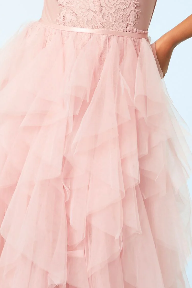 Lace Mini Dress & Tulle Maxi Skirt Set - Image 5
