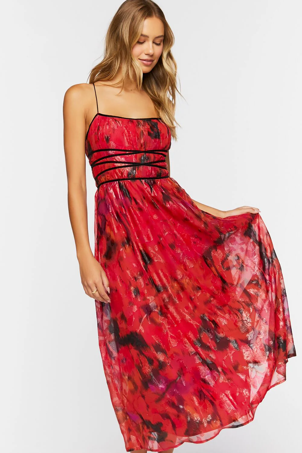 Floral Crisscross Cami Midi Dress - Image 4