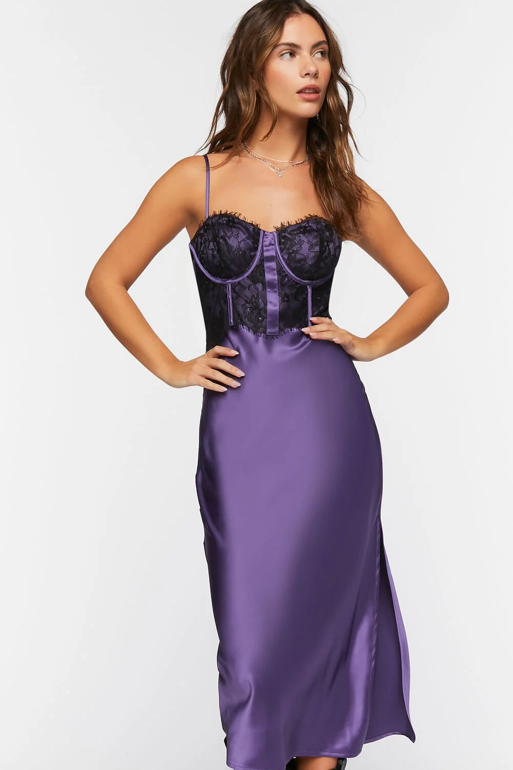 Bustier Satin Slip Midi Dress - Image 4