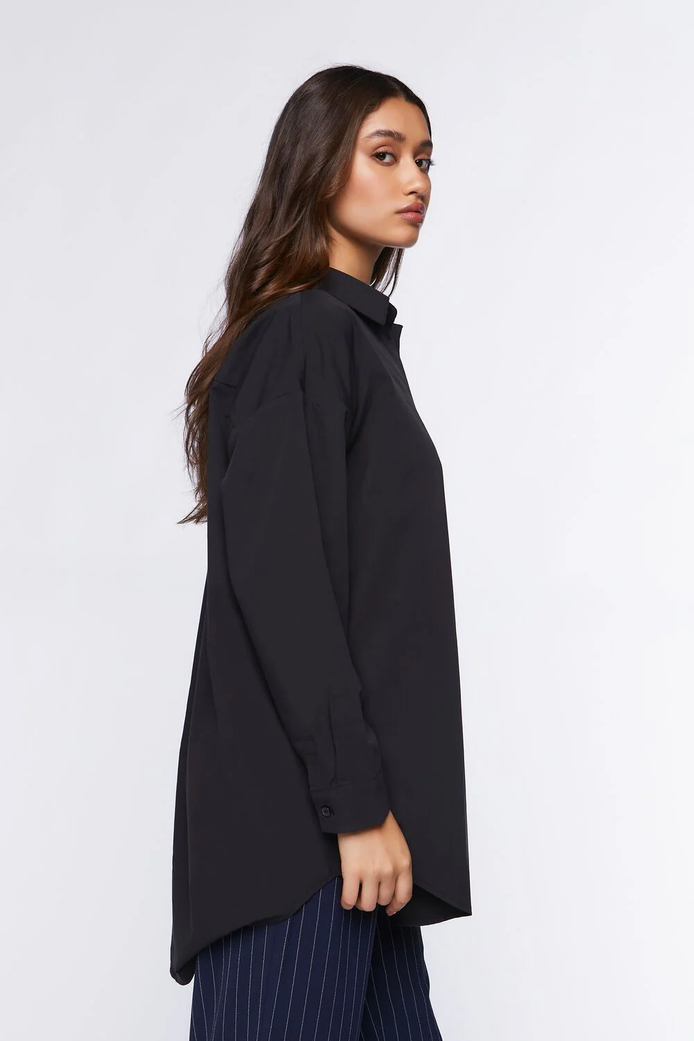Oversized Longline Poplin Shirt - Image 2
