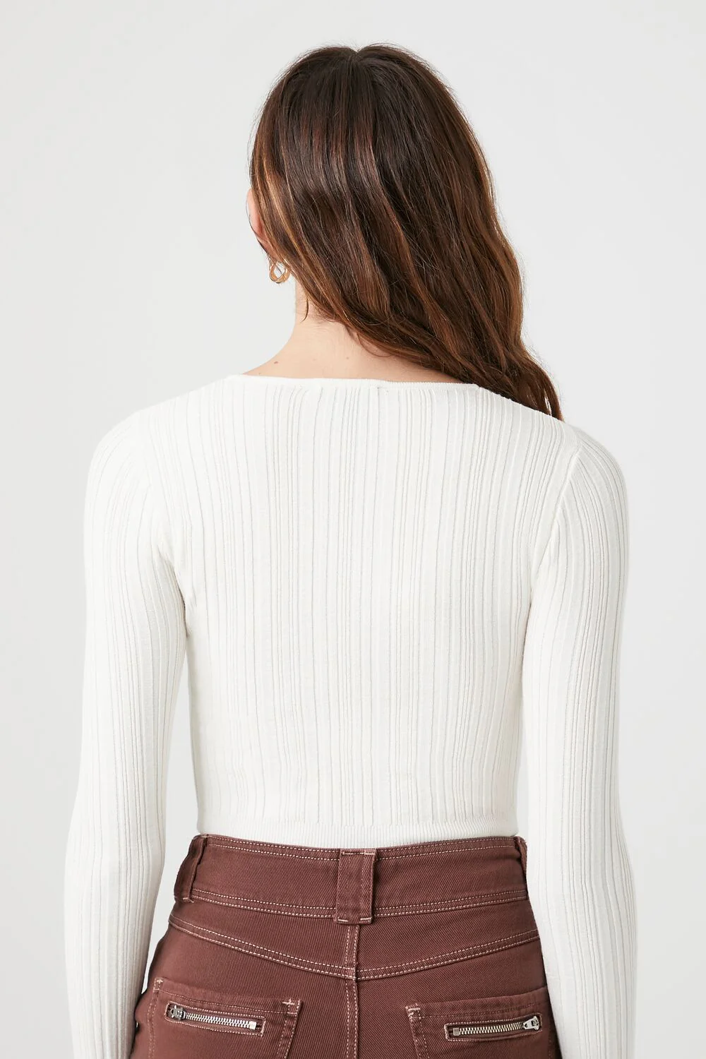 Cropped Rib-Knit Sweater - Image 3