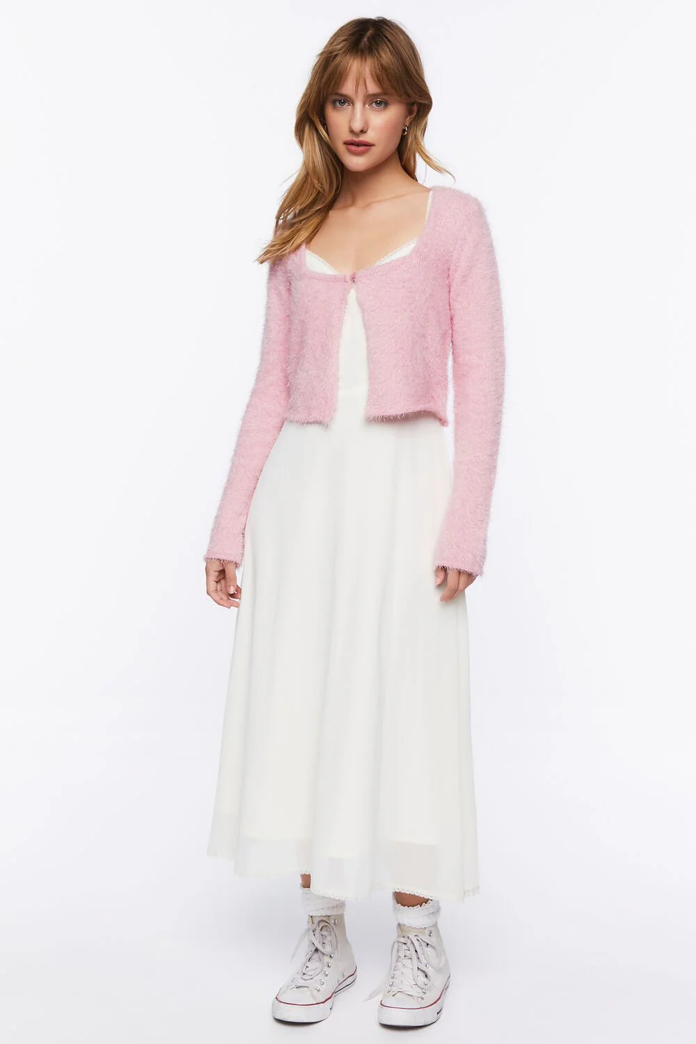 Fuzzy Cropped Cardigan Sweater - Image 4