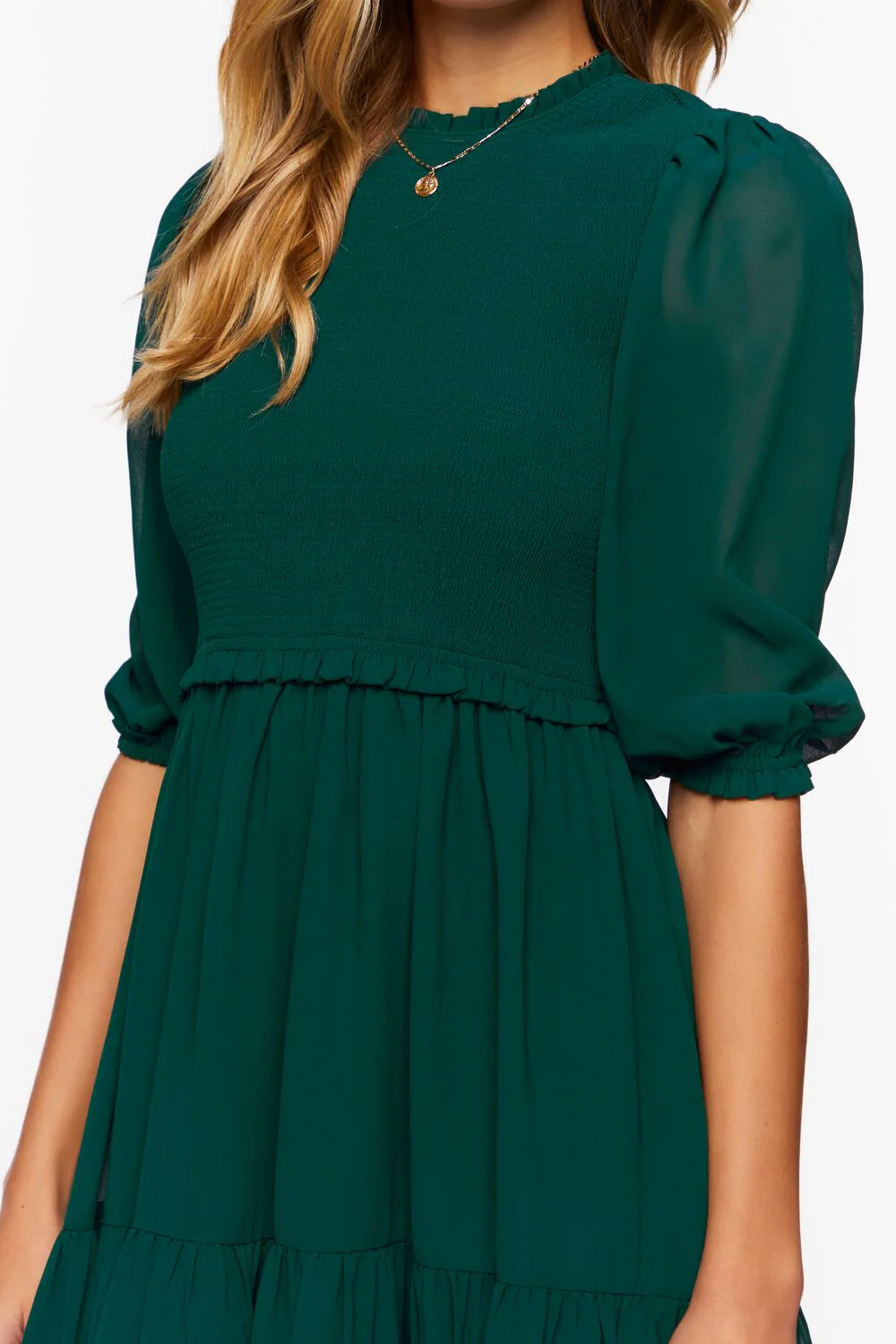 Smocked Chiffon Peasant-Sleeve Dress - Image 15
