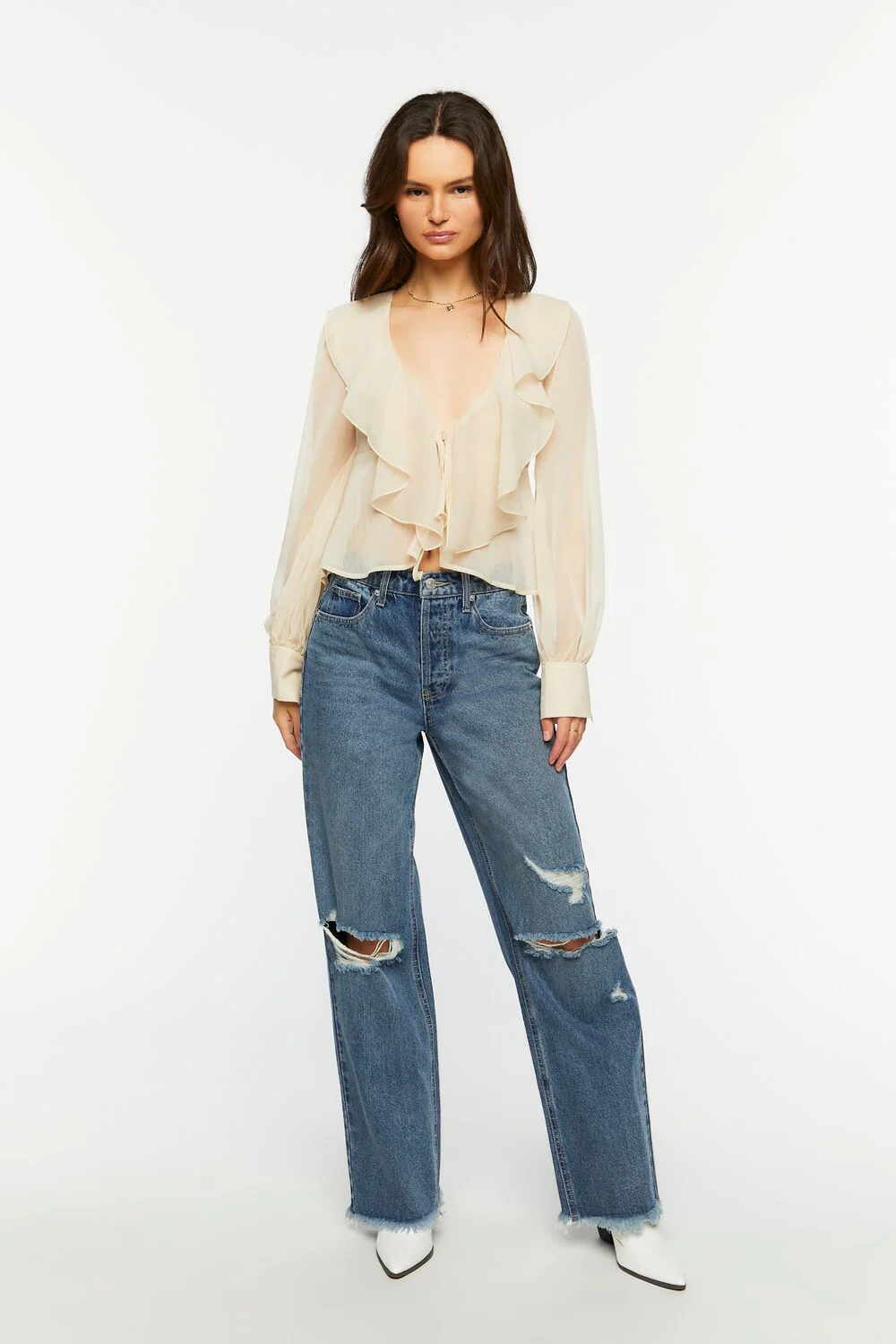 Chiffon Split-Front Flounce Top - Image 4