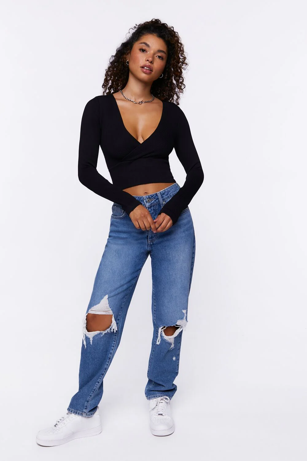 Ribbed Surplice Crop Top - Image 4
