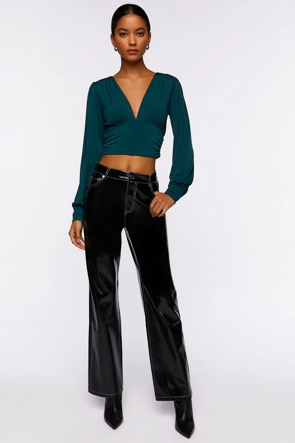 Plunging Shirred Crop Top - Image 4