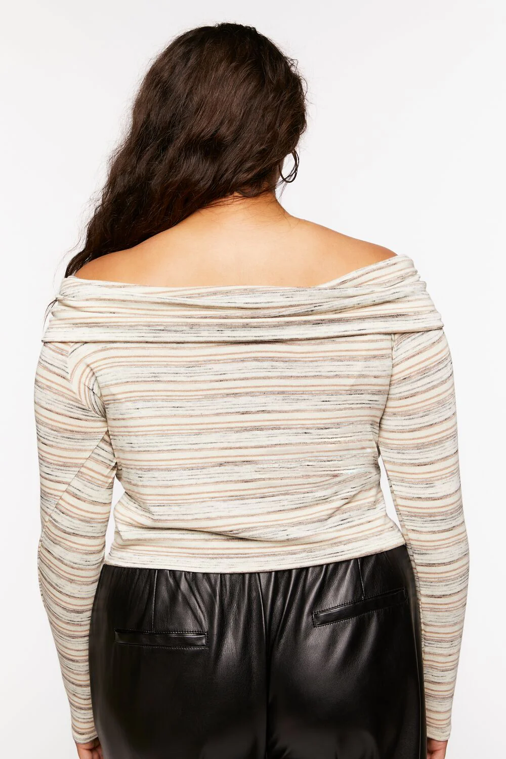 Plus Size Twisted Off-the-Shoulder Striped Top - Image 3