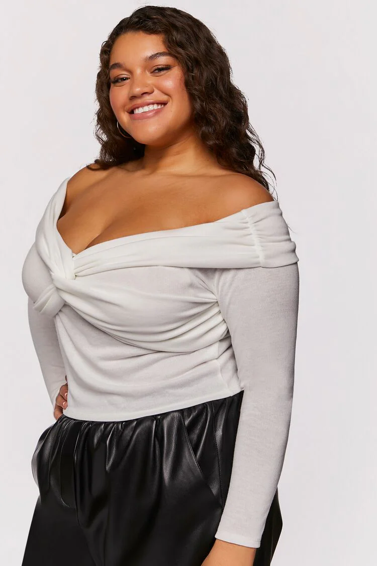 Plus Size Twisted Off-the-Shoulder Top - Image 2