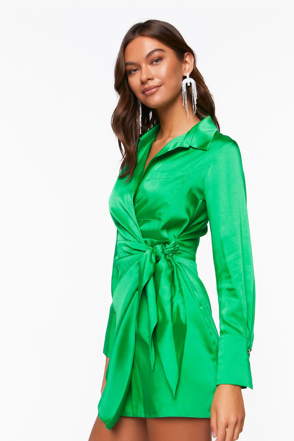 Satin Wrap Mini Dress - Image 2