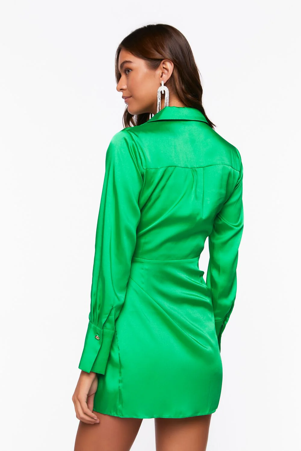 Satin Wrap Mini Dress - Image 3