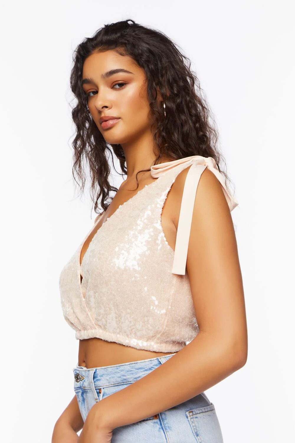 Sequin Tie-Strap Crop Top - Image 2