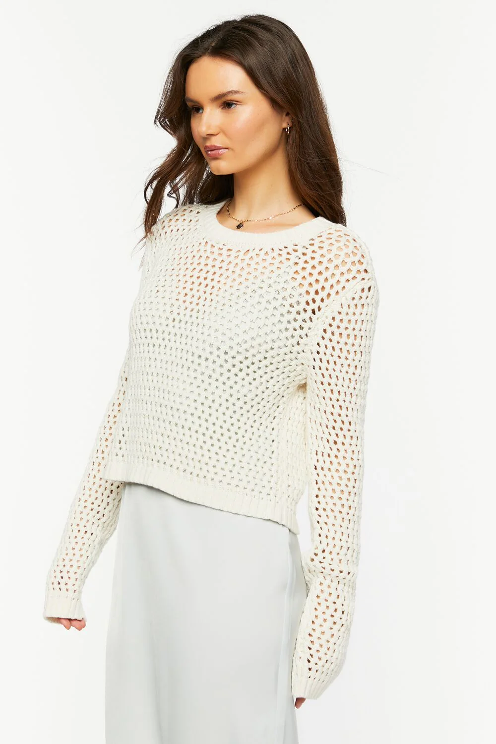 Open-Knit Drop-Sleeve Sweater - Image 2