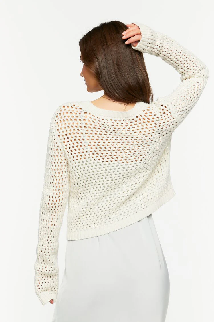 Open-Knit Drop-Sleeve Sweater - Image 3