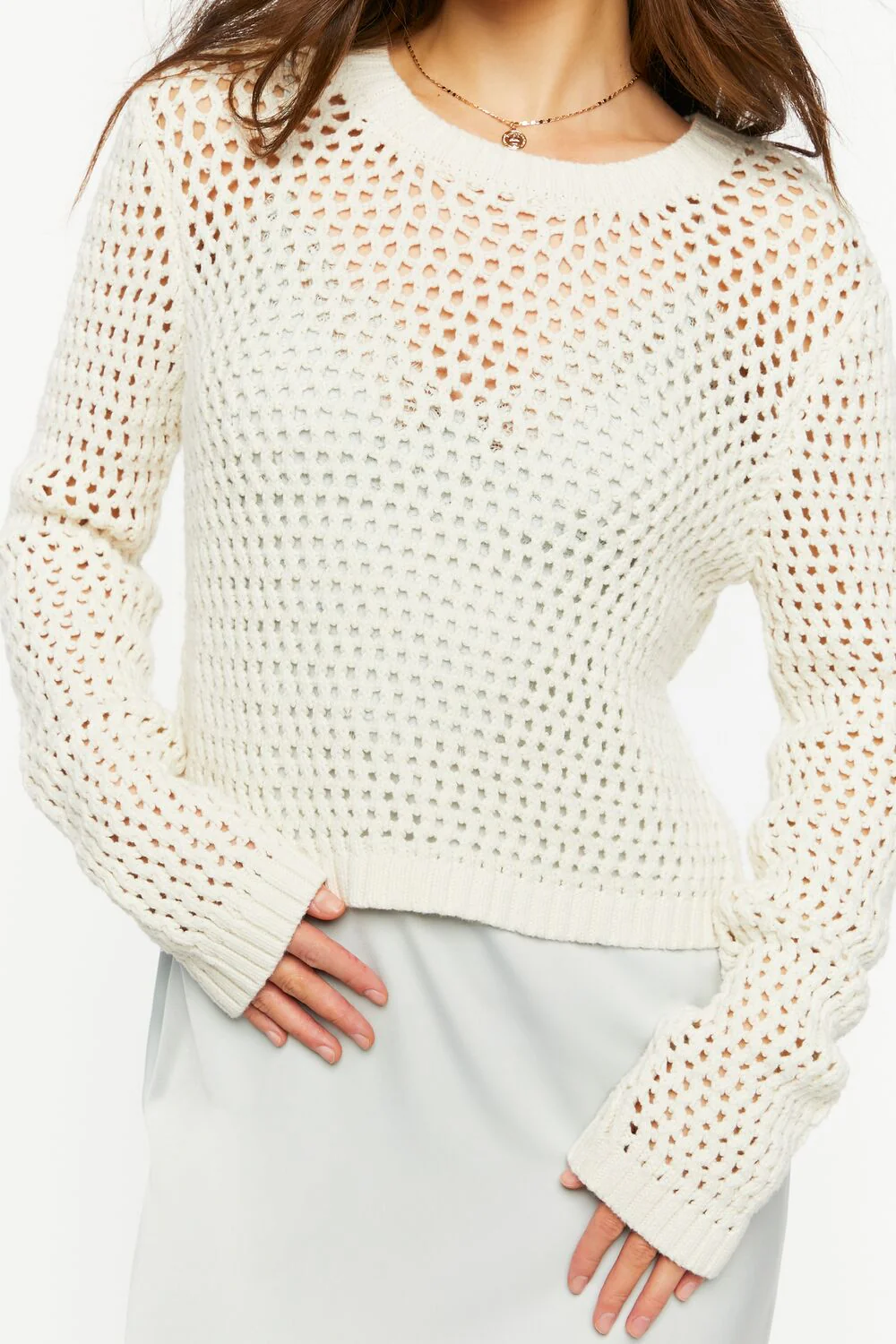 Open-Knit Drop-Sleeve Sweater - Image 5