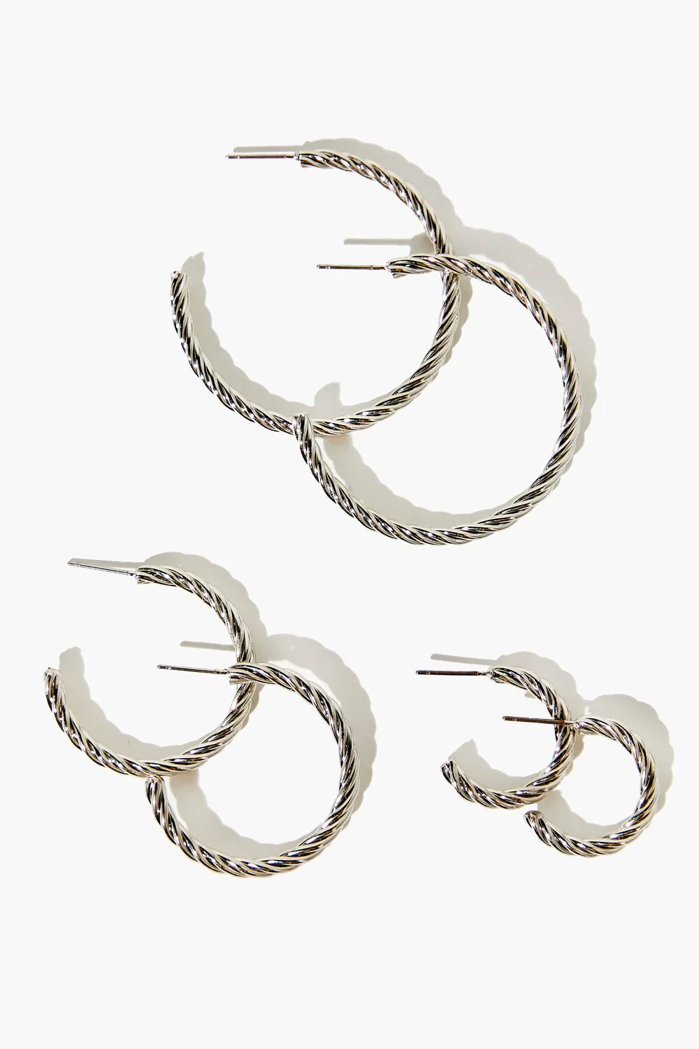Twisted Open-End Hoop Earring Set - Image 3