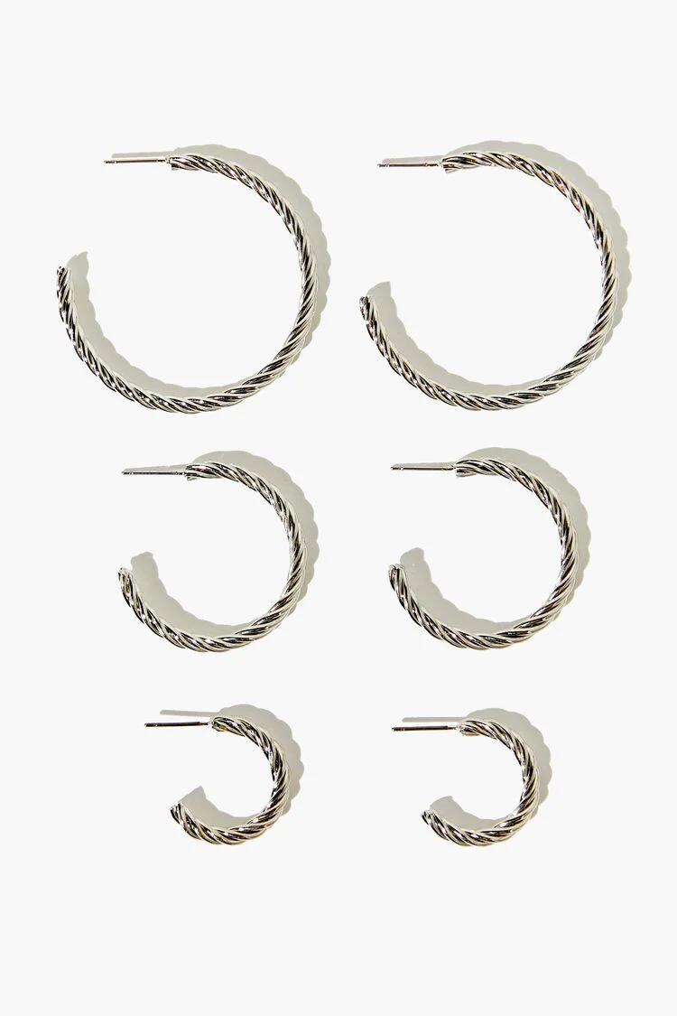 Twisted Open-End Hoop Earring Set - Image 4