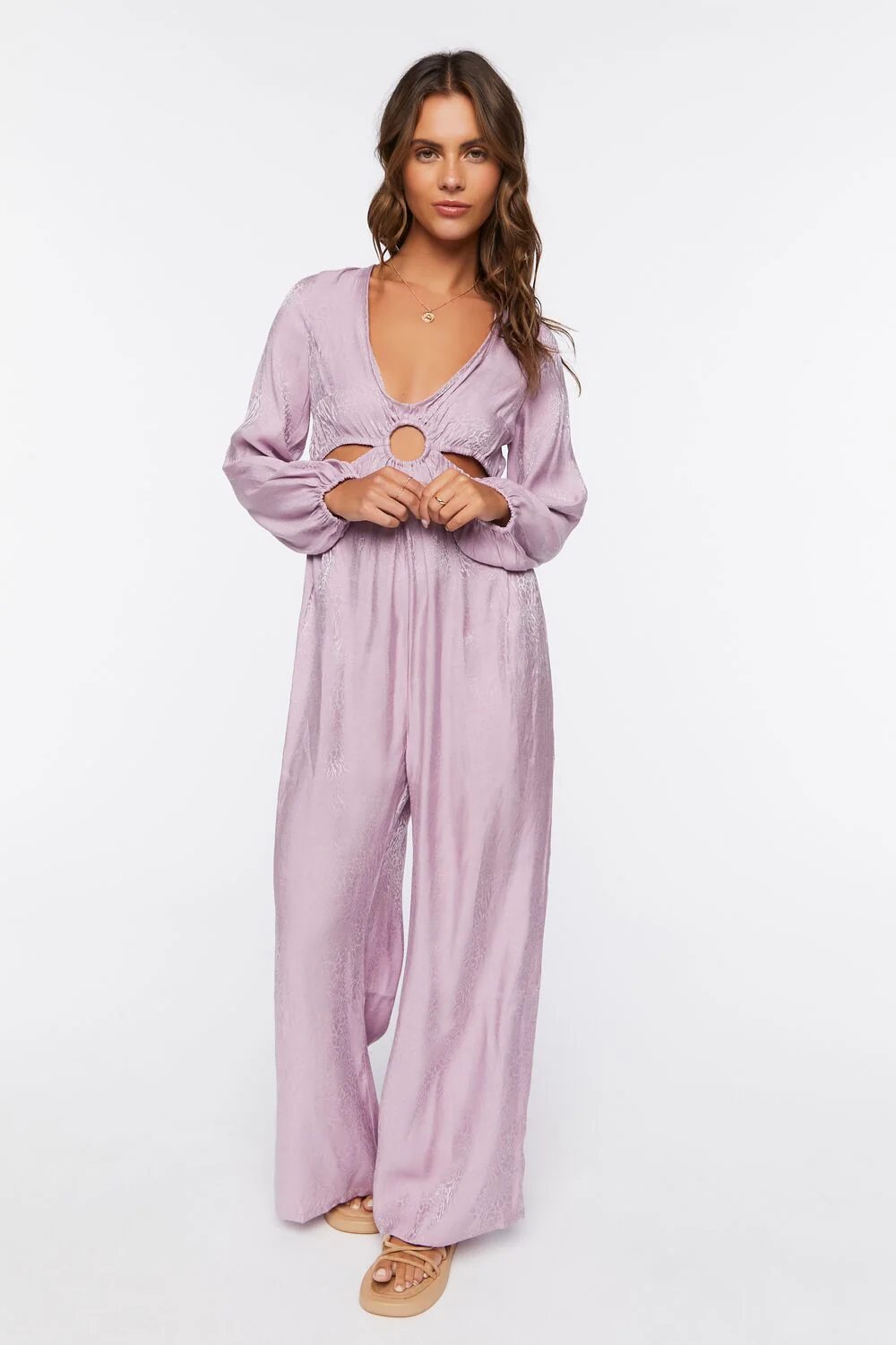 Satin Wide-Leg Cutout Jumpsuit - Image 4