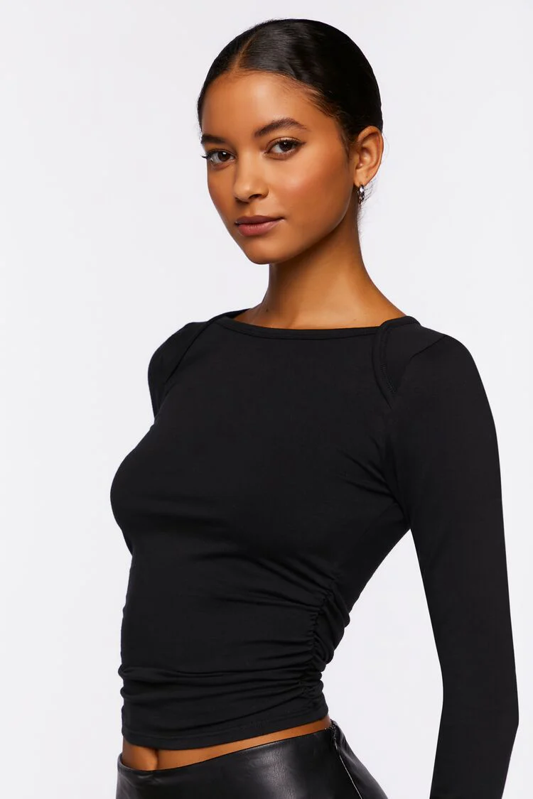 Ruched Long-Sleeve Tee - Image 2