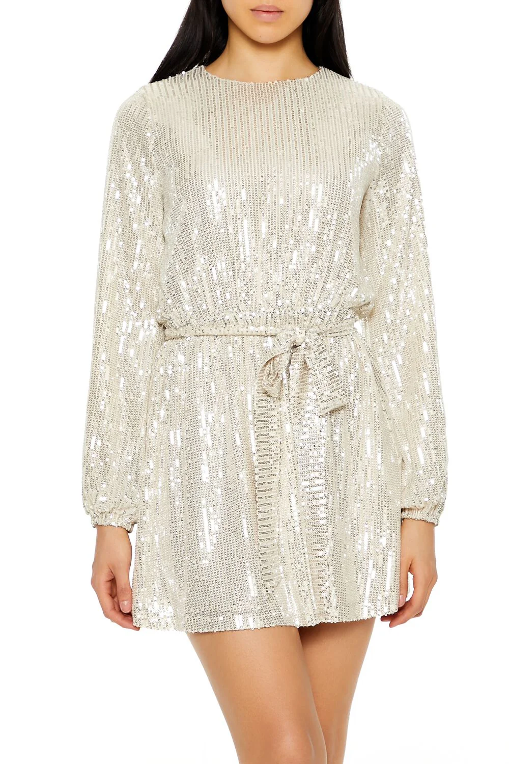Sequin Long-Sleeve Mini Dress - Image 2