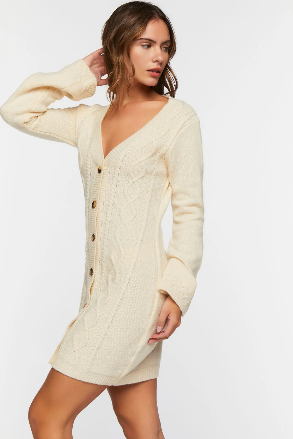 Cable Knit Button-Front Sweater Dress - Image 2