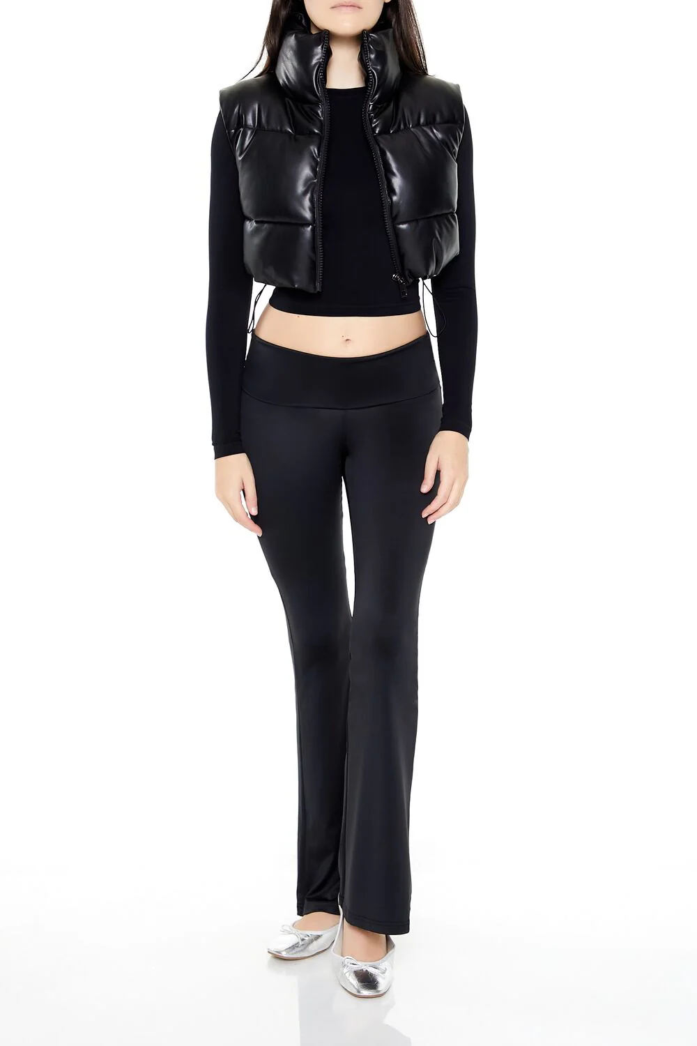 Quilted Faux Leather Cropped Vest - Image 2