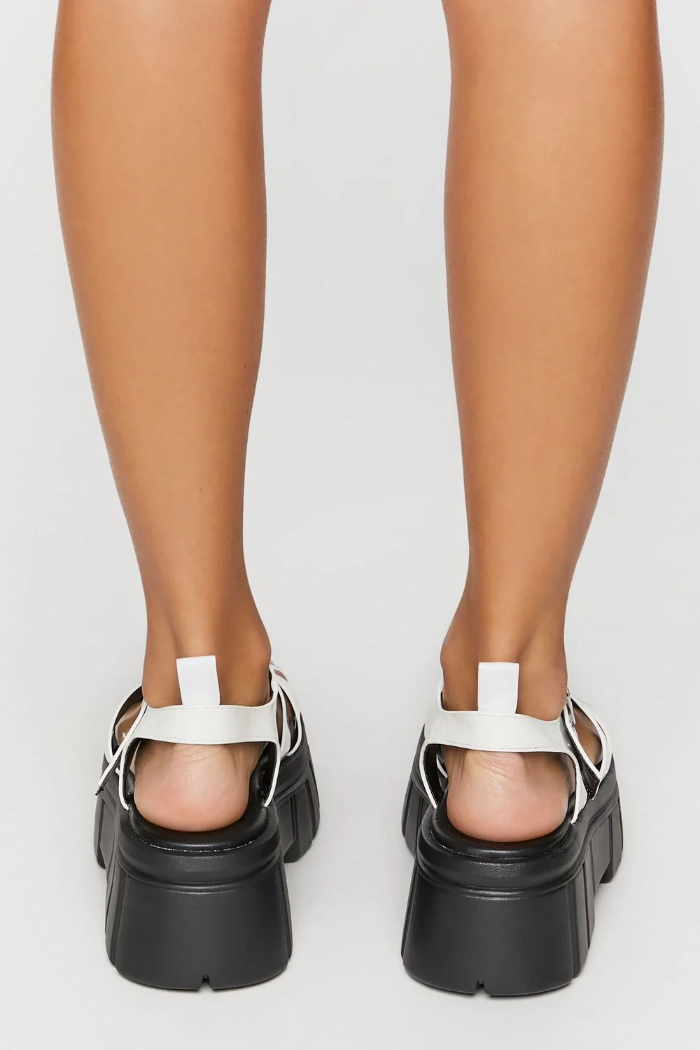 Faux Patent Leather Caged Lug-Sole Sandals - Image 3