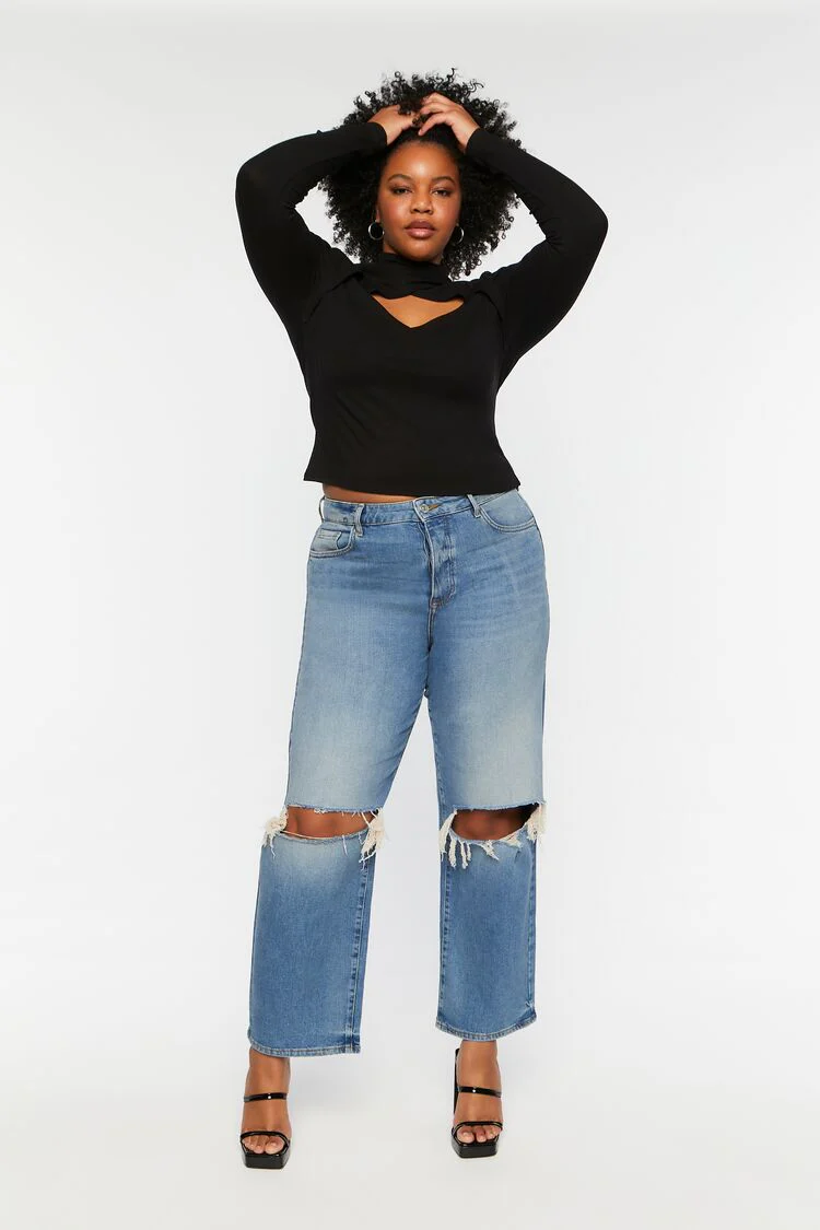 Plus Size Twisted Cutout Combo Top - Image 4