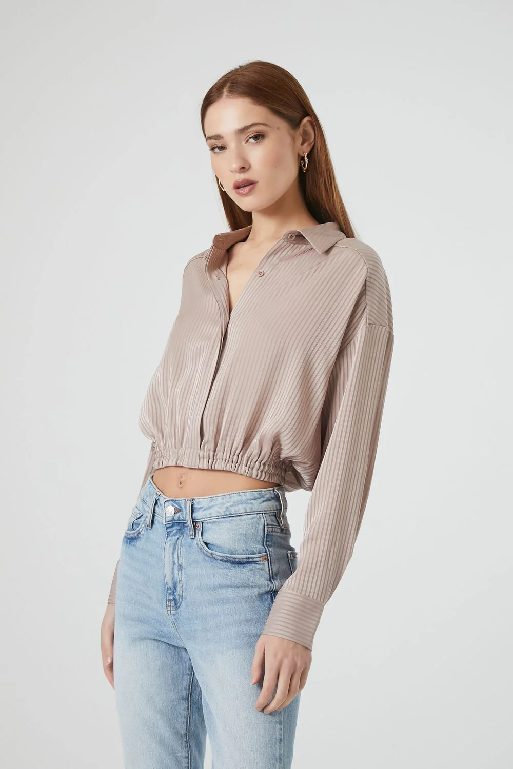 Cropped Satin Shirt - Image 2