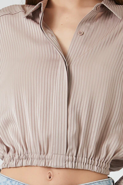 Cropped Satin Shirt - Image 5