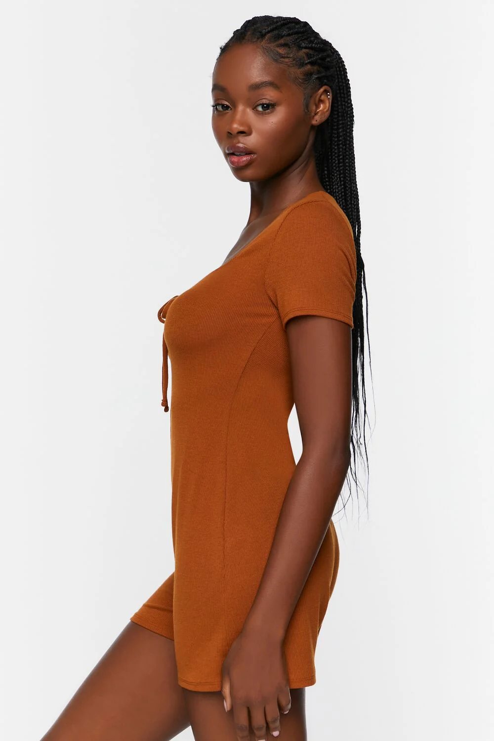 Ruched Drawstring Lounge Romper - Image 2