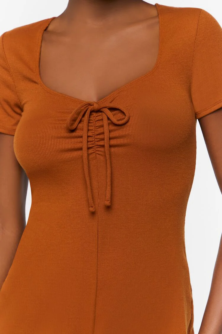 Ruched Drawstring Lounge Romper - Image 5