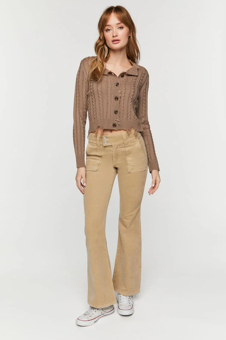 Distressed Cable Knit Cardigan Sweater - Image 4
