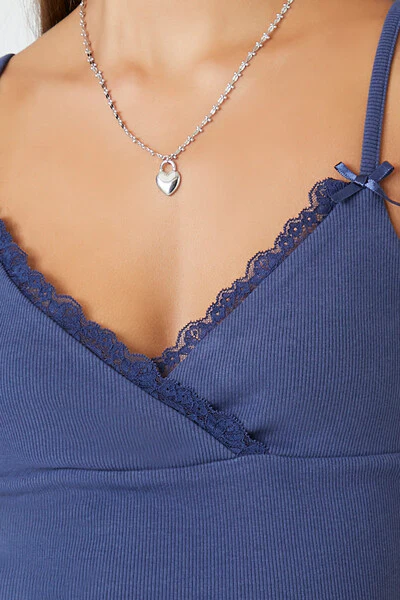 Lace-Trim Surplice Cropped Cami - Image 10